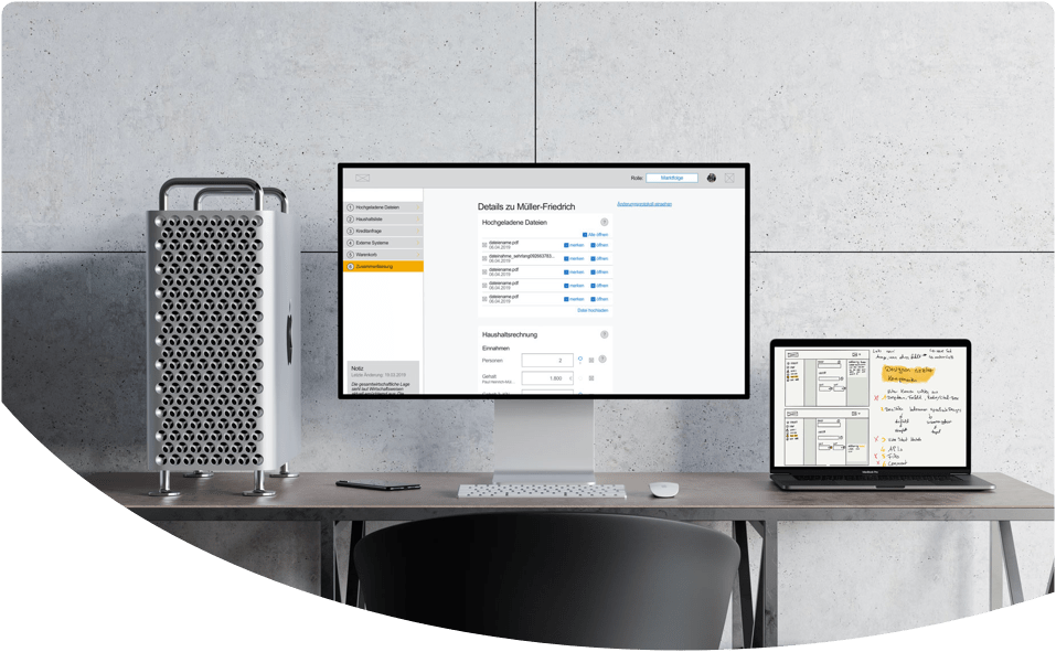 Bildschirm mit Mockup des UX Designs für die emnicon AG